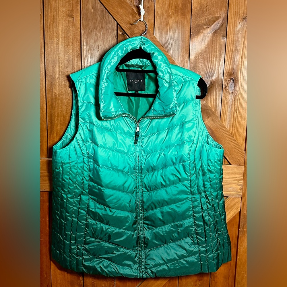 Talbots green variegated vest size 2x